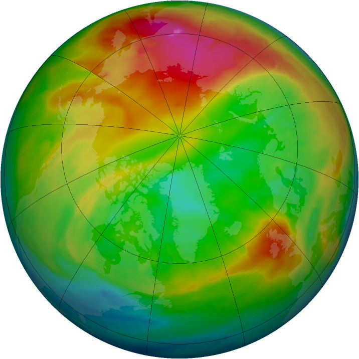 Arctic ozone map for 01 February 2014